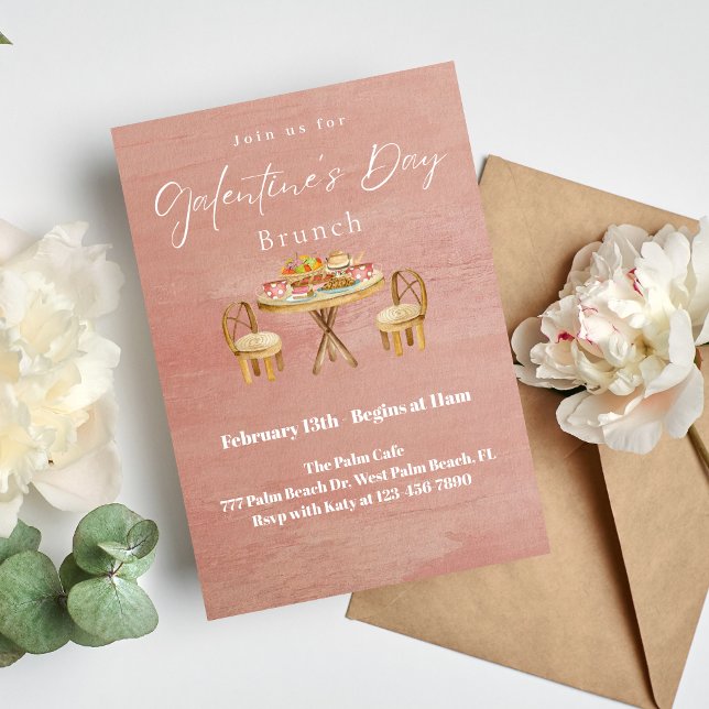 Watercolor Galentine's Day Brunch Invitation (Creator Uploaded)