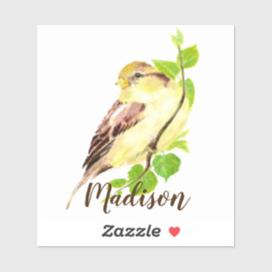 Watercolor Garden Bird Animal Nature Custom Name