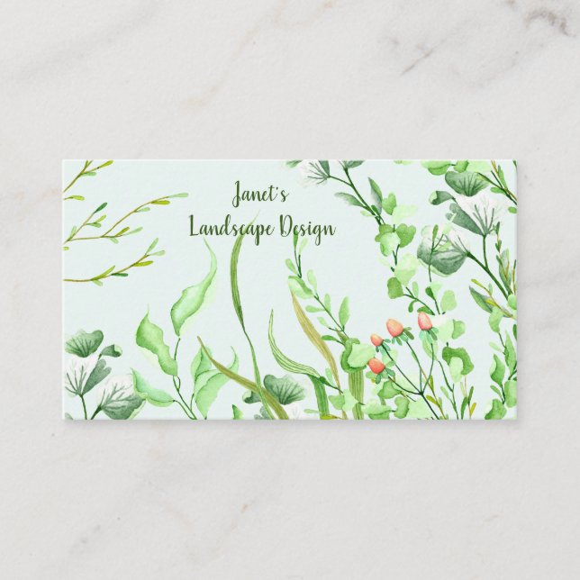 Watercolor Garden Design Business Card (Front)