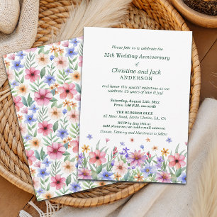 Watercolor Garden Floral 35th Wedding Anniversary Invitation
