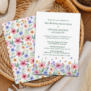 Watercolor Garden Floral 65th Wedding Anniversary Invitation