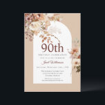 Watercolor Garden Floral Arch 90th Birthday Invitation<br><div class="desc">Pink Watercolor Garden Floral Arch 90th Birthday Invitation 
This elegant 90th birthday party invitation is perfect for your special event! This design features beautiful pink watercolor flowers. The custom typography is trendy and elegant!</div>