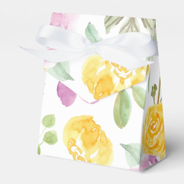 Watercolor Garden Floral Pattern Favor Box (Front Side)