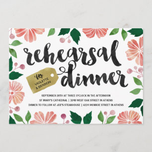 Watercolor Garden   Floral Rehearsal Dinner Invitation