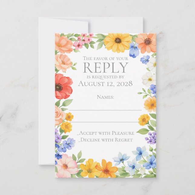Watercolor Garden Flower Wedding Invitation (Devant)
