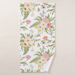 Watercolor Garden Flowers Beautiful Nature  Bath Towel