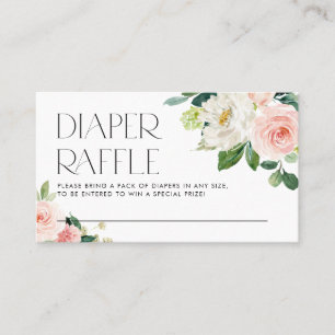 Watercolor Garden Flowers Diaper Raffle Business Card
