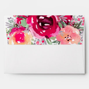 Watercolor Garden Flowers on Back Flap of Envelope
