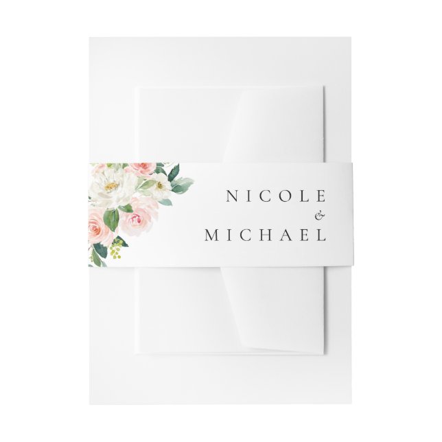 Watercolor Garden Flowers Spring Wedding Invitation Belly Band (Front Example)