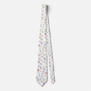 watercolor Garden Flowers Wildflower Spring Meadow Tie