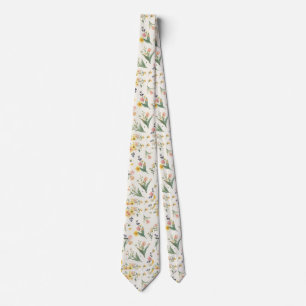 watercolor Garden Flowers Wildflower Spring Meadow Tie