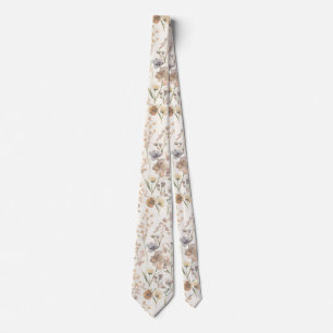 watercolor Garden Flowers Wildflower Spring Meadow Tie