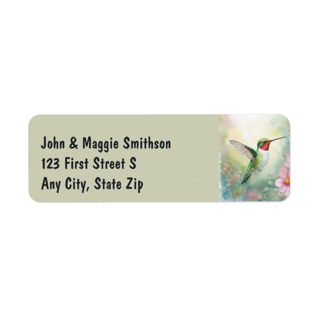 Watercolor Garden Hummingbird Nature Bird Adresse (Devant)