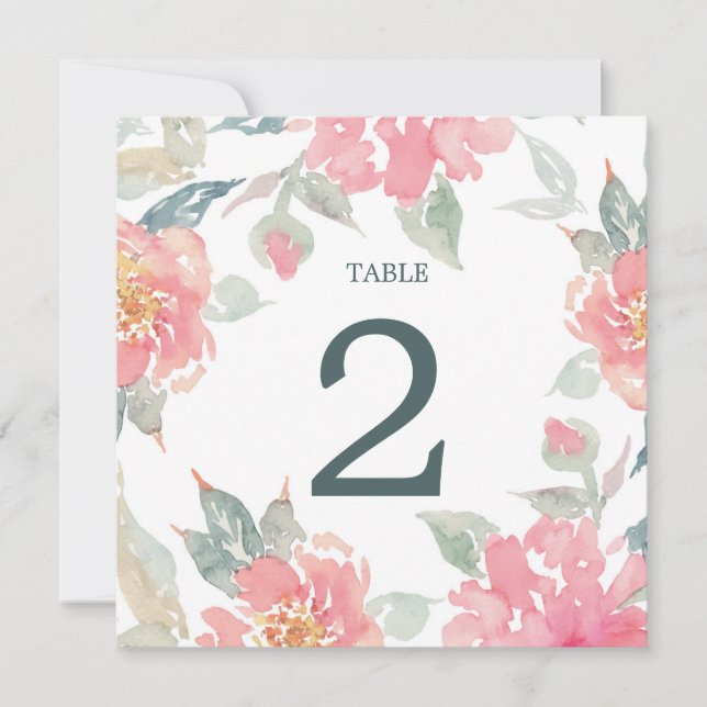 WATERCOLOR GARDEN MARIAGE mariage numéro de table (Devant)