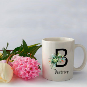Watercolor garden monogram retirement coffee mug