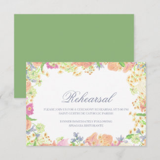 Watercolor Garden Party Floral Crest Wedding Enclosure Card