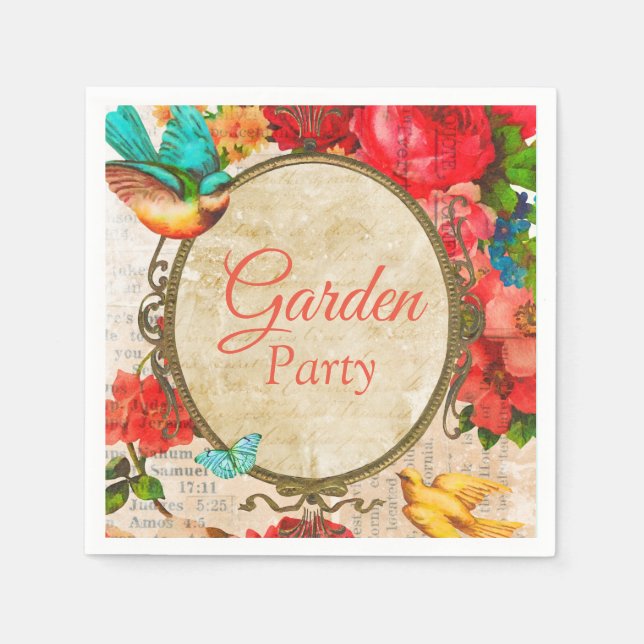 Watercolor Garden Party Napkin (Front)