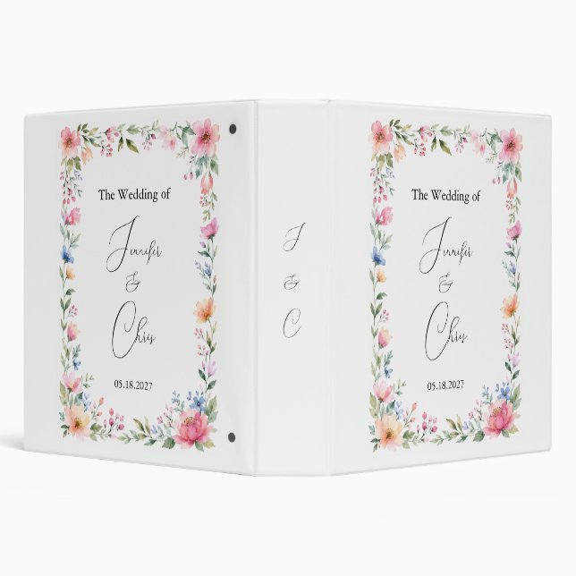 Watercolor Garden Personalized Wedding Binder (Background)