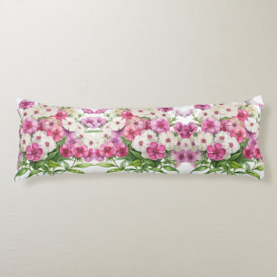 Watercolor Garden Phlox Flowers Body Pillow