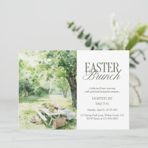 Watercolor Garden Picnic Easter Brunch Elegant  Invitation