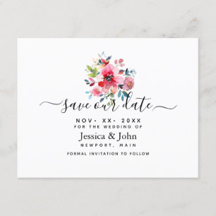 Watercolor Garden Rose, Save our Date Invitation