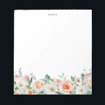 Watercolor Garden Roses Garland Personalized Notepad<br><div class="desc">An elegant and whimsical notepad featuring a watercolor garland consisting of garden roses,  cabbage roses,  white flowers and foliage. This will be a perfect feminine accent for your office. Personalize by adding a name or a short phrase.</div>