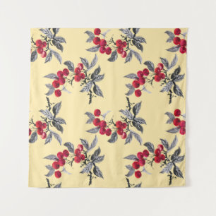 Watercolor garden rowan plant seamless pattern on tapestry