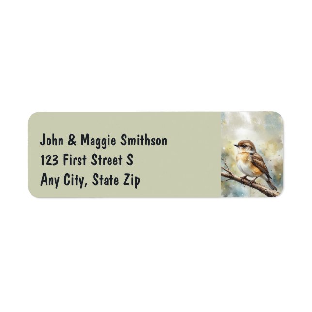 Watercolor Garden Sparrow Nature Bird Adresse (Devant)
