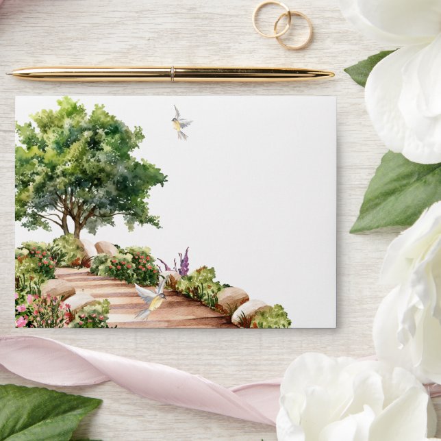 Watercolor garden spring  envelope (Wedding)