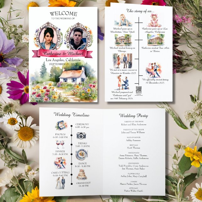 Watercolor Garden Spring Wedding Icon Timeline Program (Creator Uploaded)