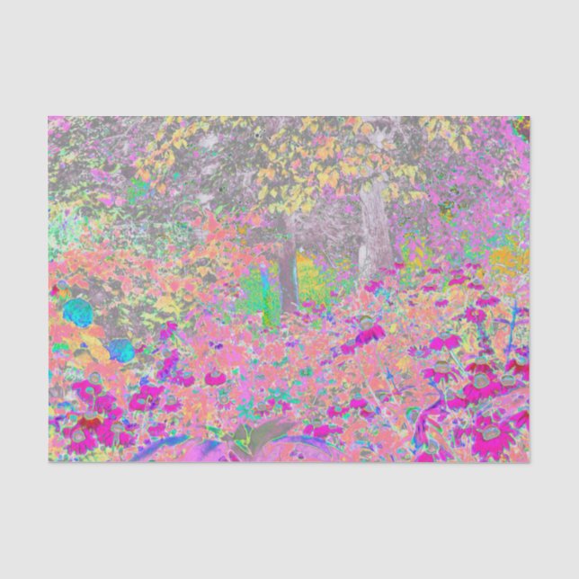 Watercolor Garden Sunrise with Purple Flowers Tissue Paper (Front)