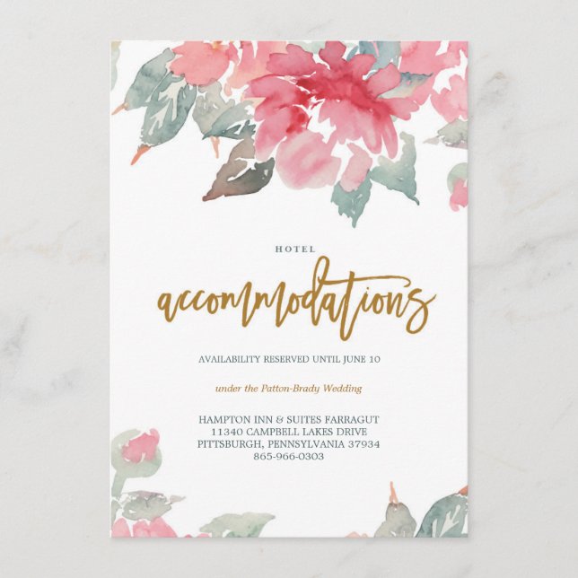 WATERCOLOR GARDEN WEDDING hotel card (Front)