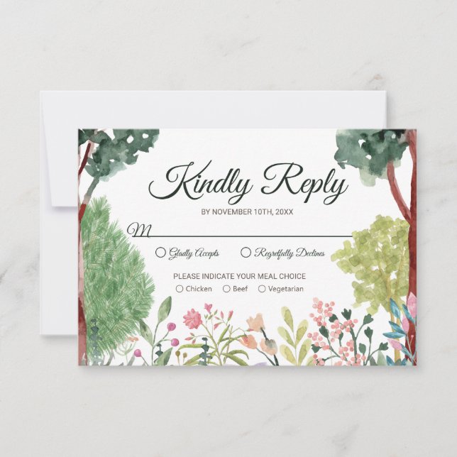 Watercolor Garden Wedding RSVP Card (Front)