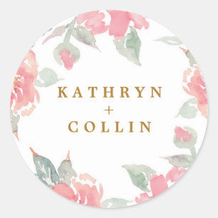 WATERCOLOR GARDEN WEDDING sticker seals