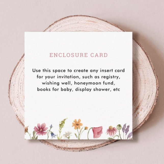 Watercolor Garden Wildflower Square Enclosure Card (Creator Uploaded)