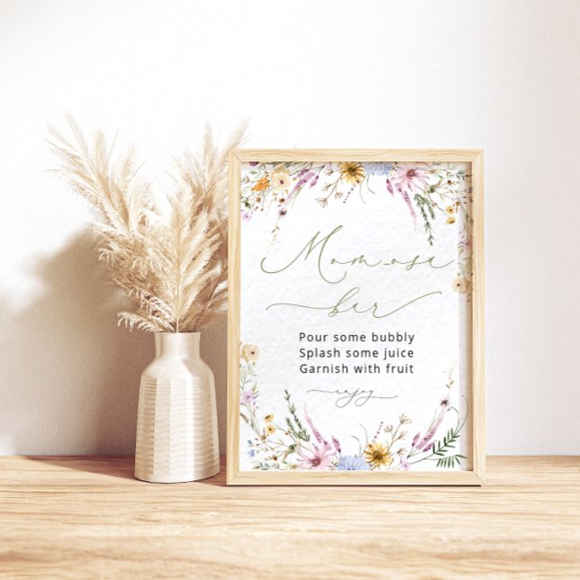 Watercolor Garden Wildflowers Mom-osa Bar Poster (Creator Uploaded)