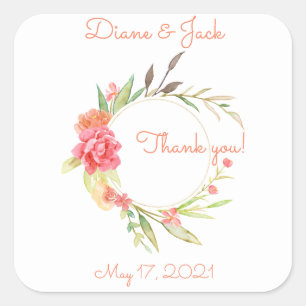 Watercolor Garden Wreath Stickers
