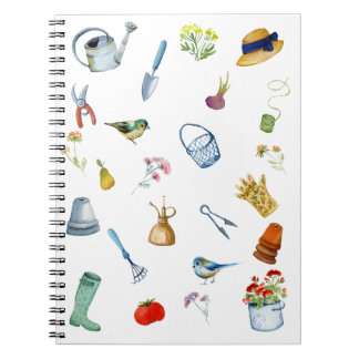 Watercolor Gardening Spiral Notebook