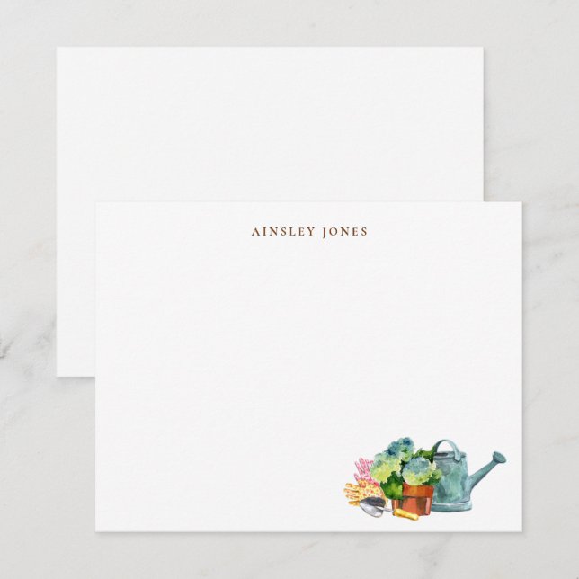 Watercolor Gardening Tools  Thank You Card (Front/Back)