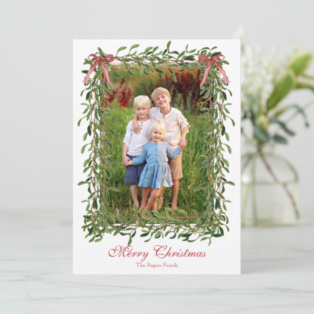 Watercolor Garland Christmas Card (Standing Front)