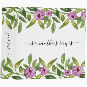 Watercolor garland handwritten calligraphy floral binder