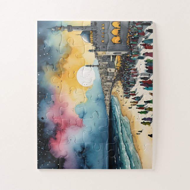 Watercolor Gaza Night Jigsaw Puzzle (Vertical)