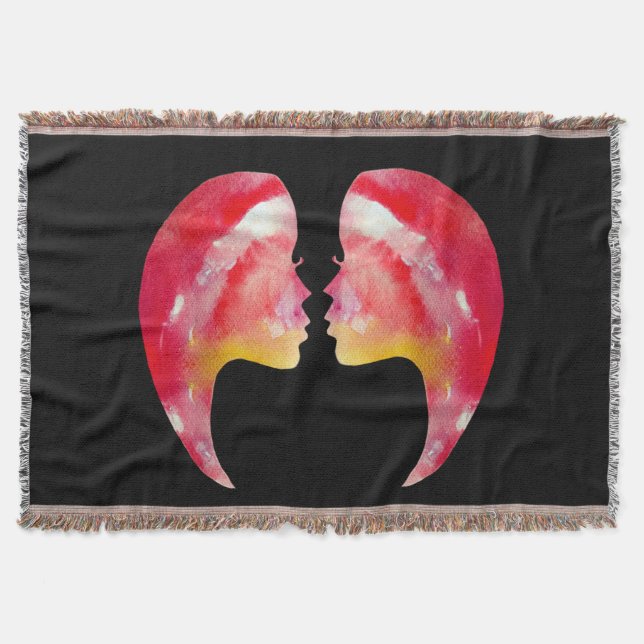 Watercolor Geminin Throw Blanket (Front)