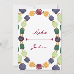 Watercolor Gemstone Necklace Wedding Invitation