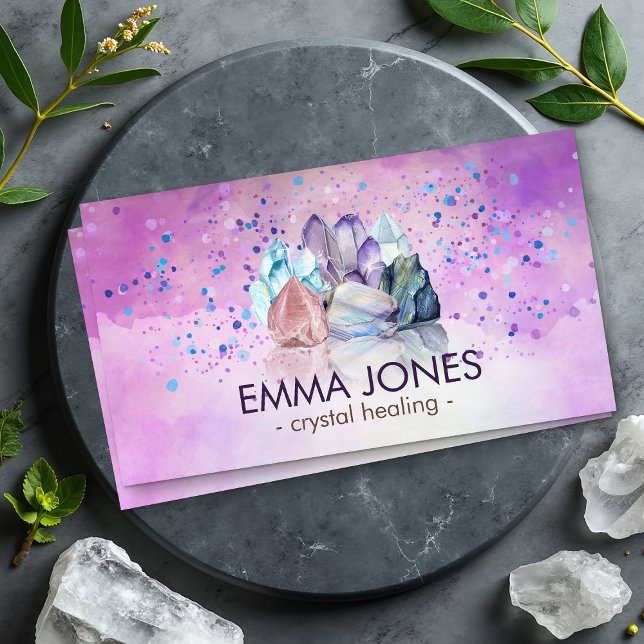 Watercolor gemstones - crystals business card (Creator Uploaded)