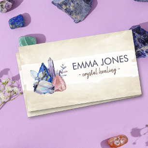 Watercolor gemstones - crystals business card
