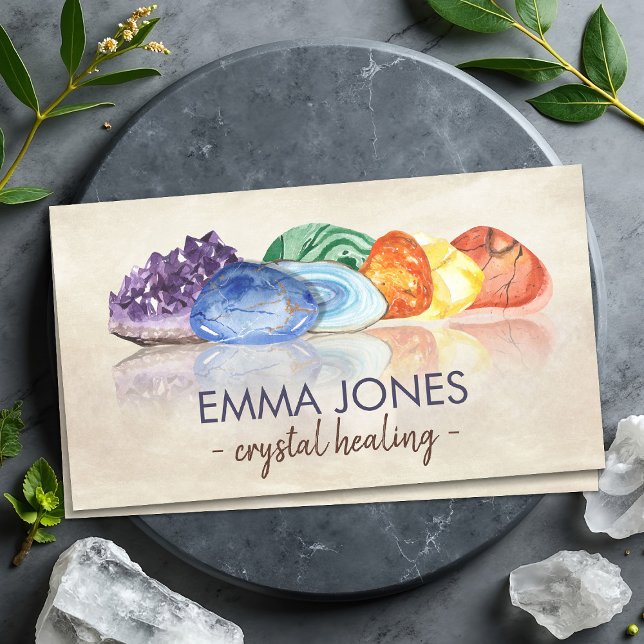 Watercolor gemstones - crystals business card (Creator Uploaded)