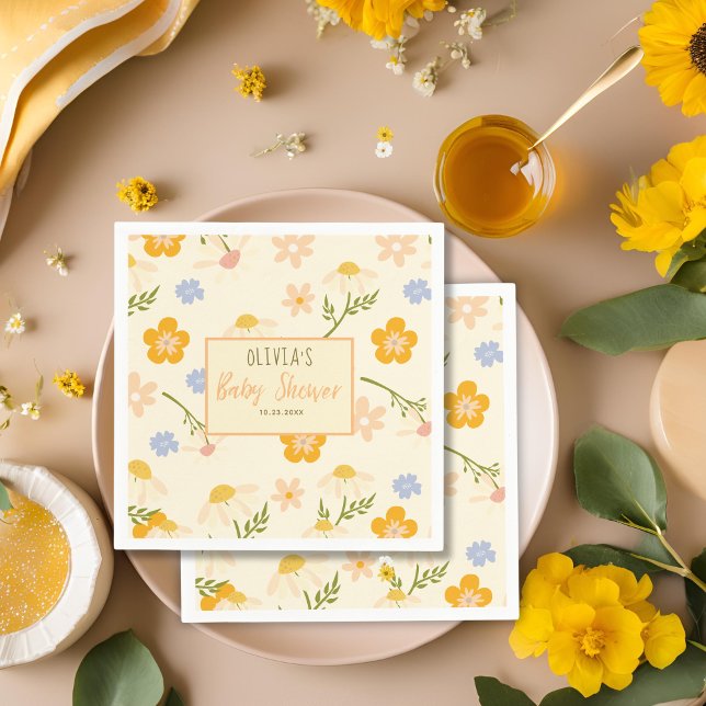 Watercolor gender neutral Mommy to Bee baby Shower Napkin (Creator Uploaded)