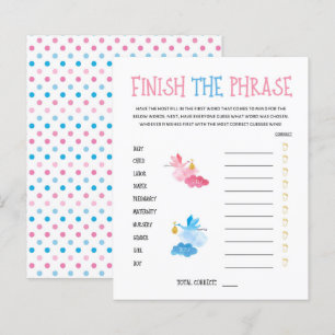 Watercolor Gender Reveal Finish The Phrase Game