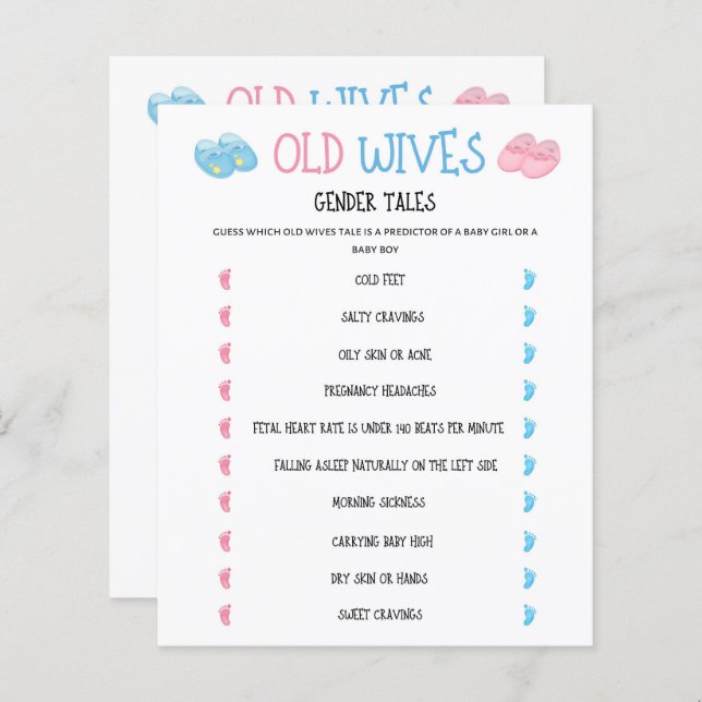 Watercolor Gender Reveal Old Wives Game (Front/Back)
